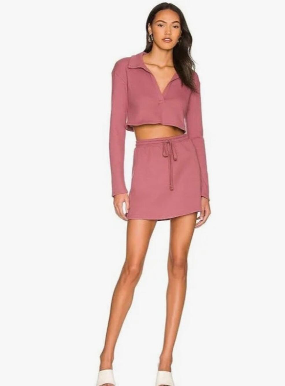 Lovers + Friends Thermal Knit Celeste Unlined Skirt in Deep Mauve Size Medium